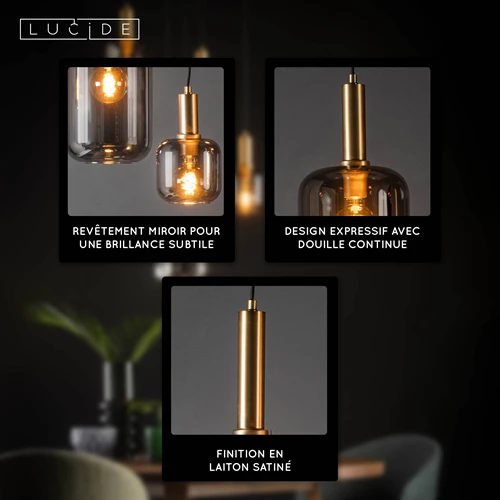 Lucide JOANET - Suspension - Ø 66 cm - 5xE27 - Fumé - USP